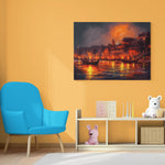 Load image into Gallery viewer, Sacred Symphony | Banaras Ganga Ghat Aarti | Abstract Art | Digital Printed Canvas
