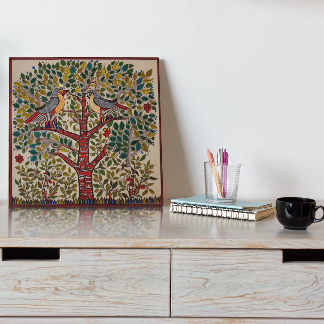 Beautiful Tree | Madhubani Art | Traditional Indian Art | Digital Printed Canvas