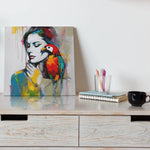 Load image into Gallery viewer, Abstract Encounter of the Lady and Parrot | Contemporary | Digital Printed Canvas

