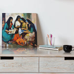 Load image into Gallery viewer, Painting In Style Of Amrita Sher Gill | Beautiful Illustration | Group Study | Digital Printed Canvas
