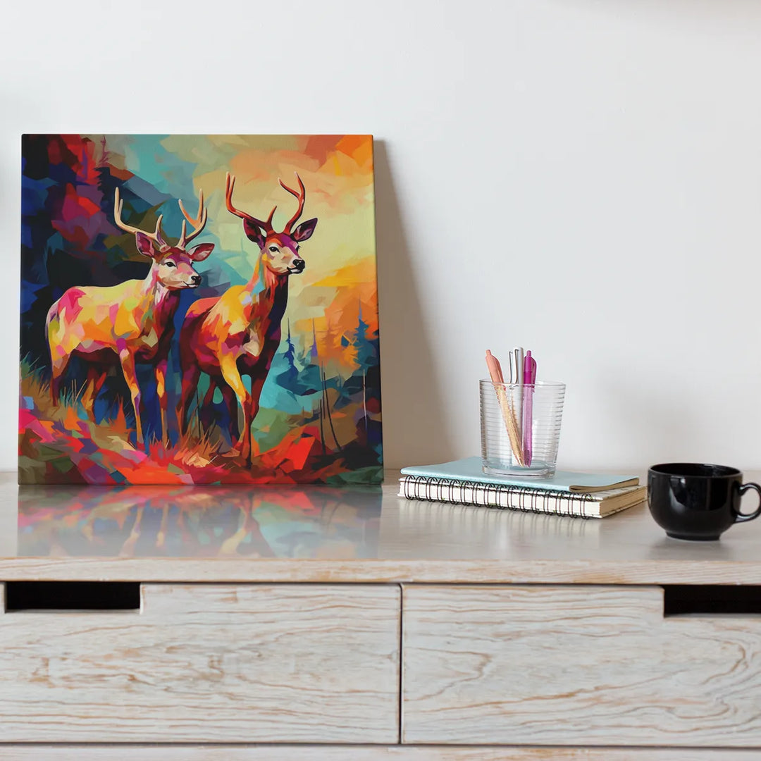 Abstract Art capturing the Gaze of a Deer | Digital Printed Canvas
