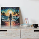 Load image into Gallery viewer, Sunset Silhouette: Beauty on the Beach in Golden Hues | Digital Printed Canvas
