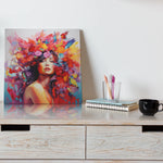 Load image into Gallery viewer, Blossom Cascade: Lady&#39;s Crown of Colorful Flowers in Abstract Bloom | Digital Printed Canvas
