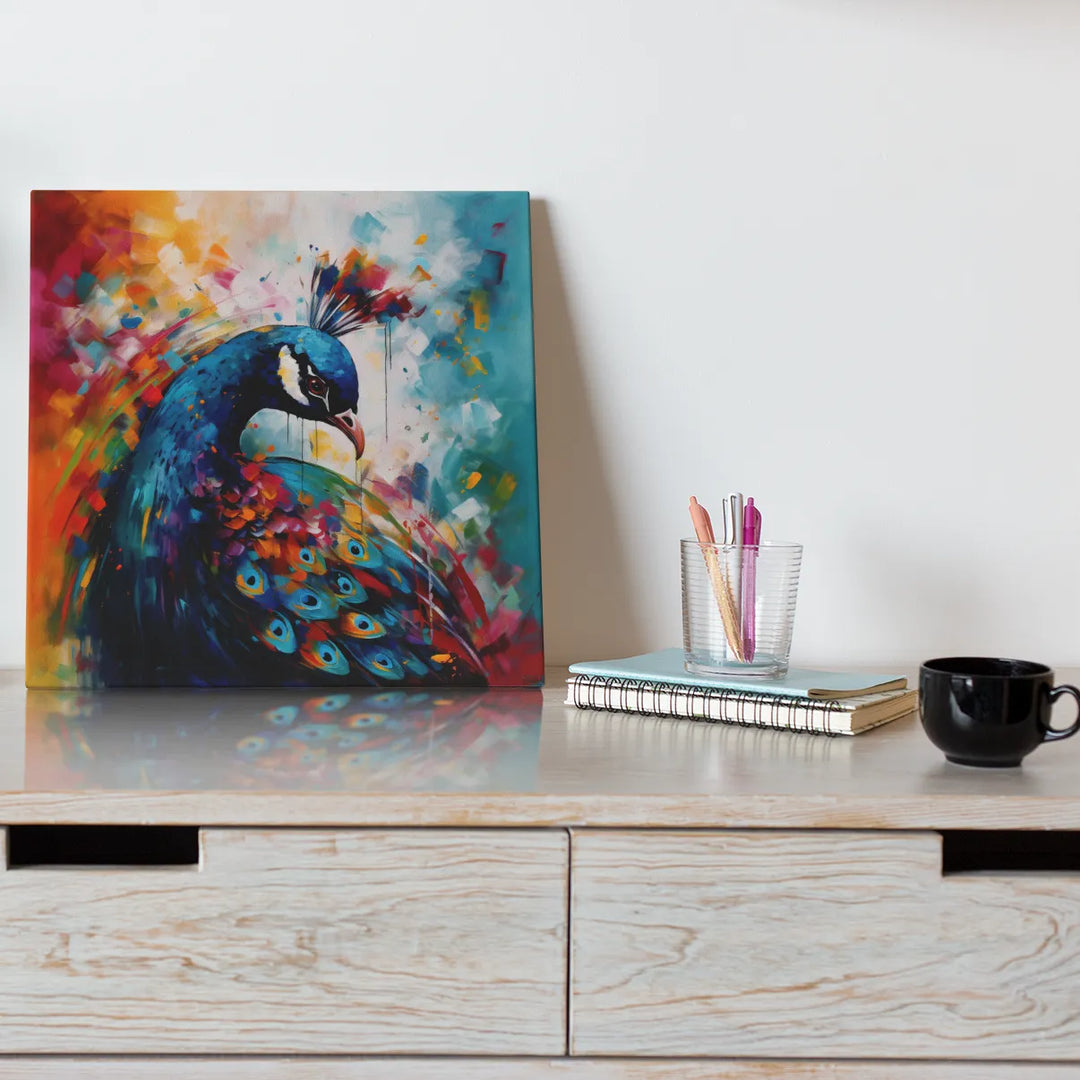 Vibrant Plumage : Peacock | Beautiful Abstract Art | Digital Printed Canvas