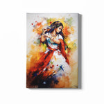Load image into Gallery viewer, Rhythmic Reverie : Traditional Indian Girl Dancing | Abstract Art | Digital Printed Canvas
