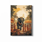 Load image into Gallery viewer, Elephant Extravaganza: Kerala&#39;s Festival Splendor in Ornate Decorations | Retro Illustration | Digital Printed Canvas
