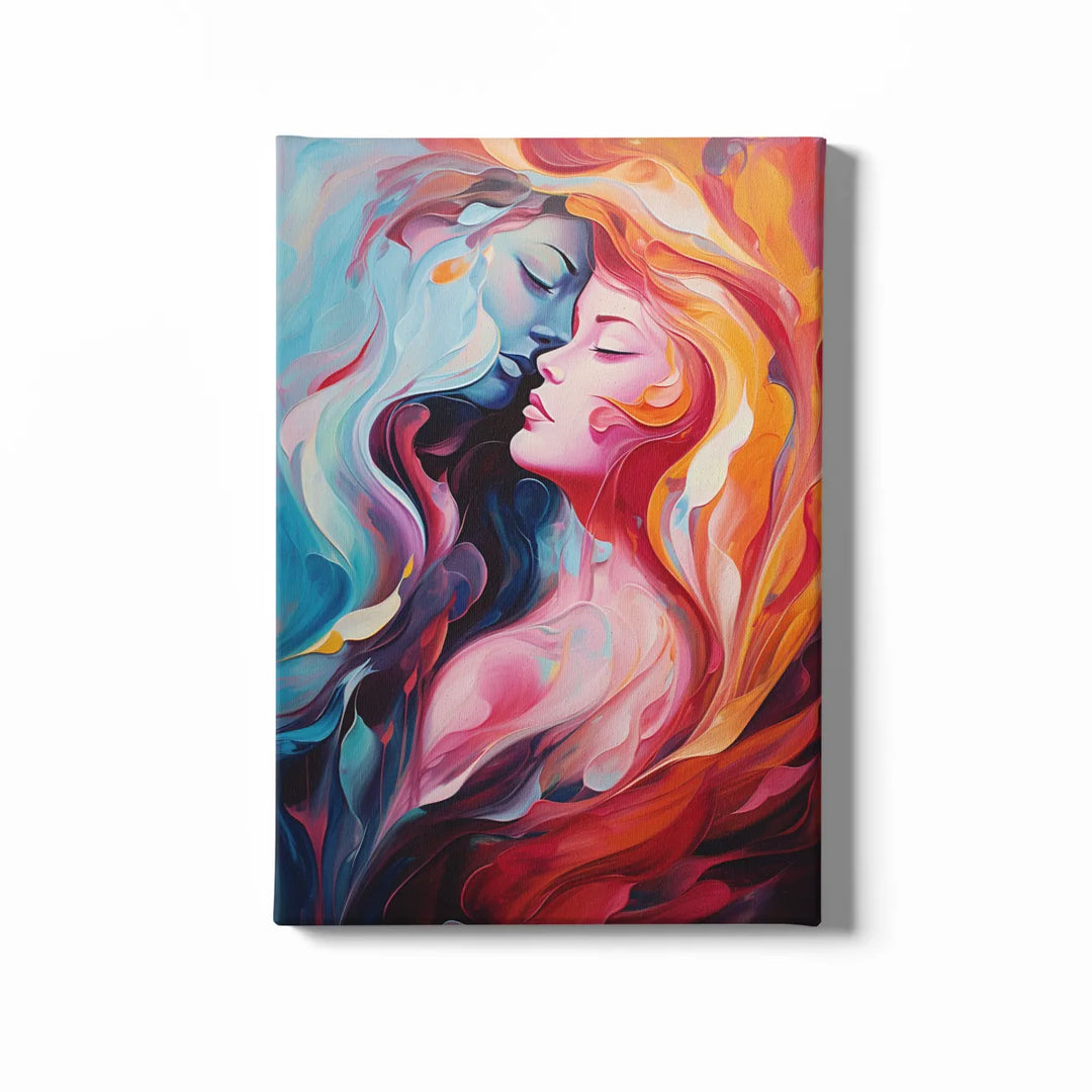 Harmony Unveiled: Abstract Couple Syncing as One | Digital Printed Canvas