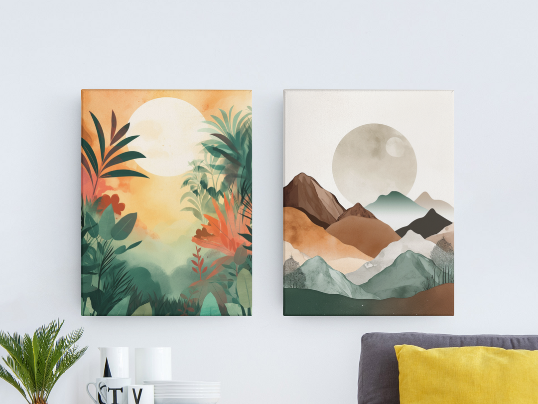 The Sun And The Moon | Beautiful Canvas Painting | Digital Printed Canvas