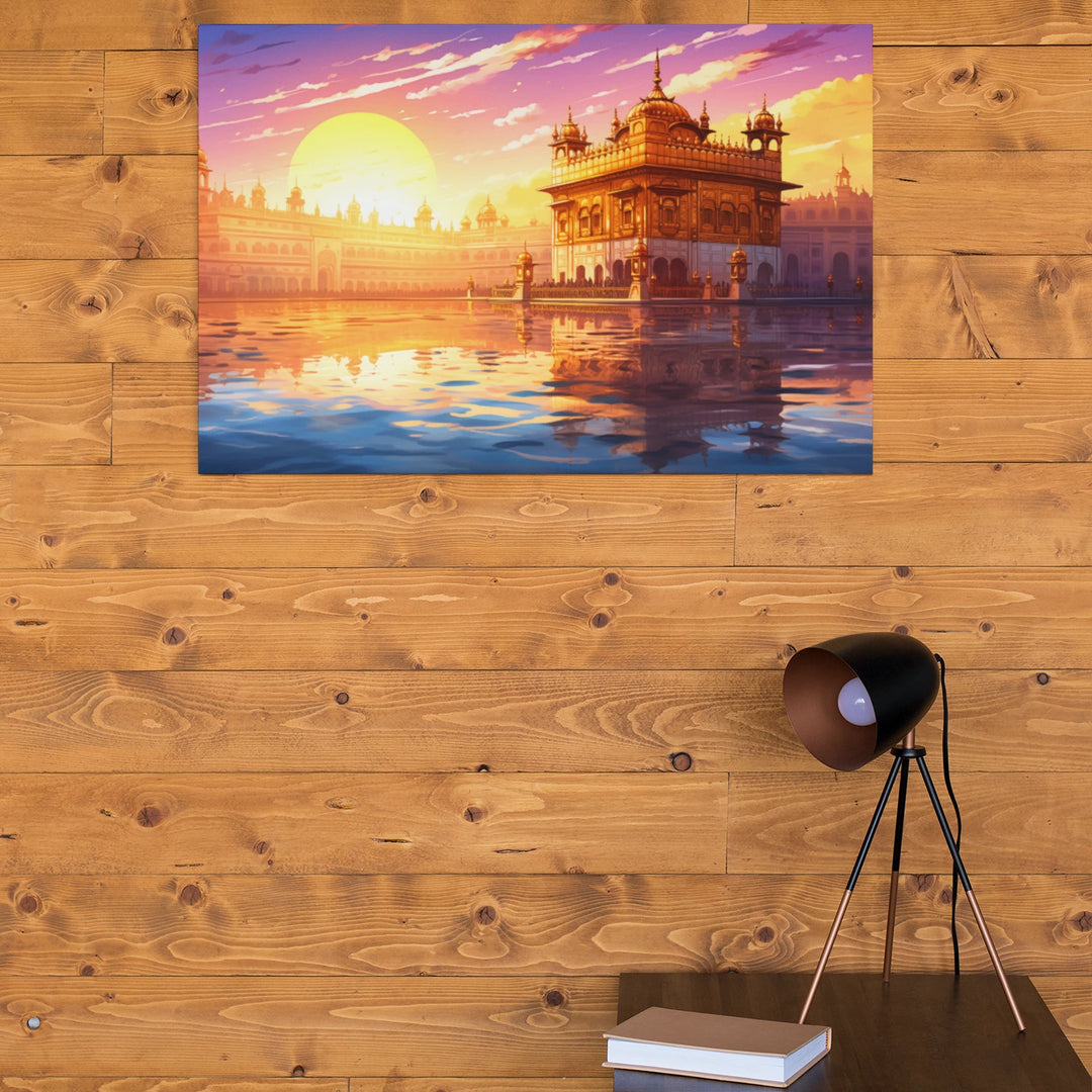 Gilded Sanctity: The Iconic Golden Temple | Amritsar's Jewel | Modern Illustration | Digital Printed Canvas