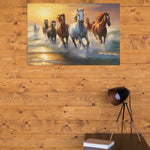 Load image into Gallery viewer, Seven Horse Painting | Vastu Painting | Illustration | Digital Printed Canvas
