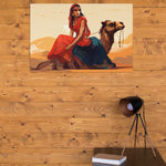 Load image into Gallery viewer, Rajasthani Girl On Camel | Vintage Retro Illustration | Digital Printed Canvas
