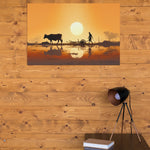 Load image into Gallery viewer, Sunset Bonds: Silhouette of a Farmer | Digital Printed Canvas
