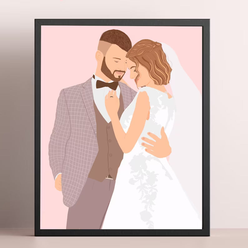 Custom Family Portrait | Family Illustration | Personalized Gift | Digital Printed Canvas