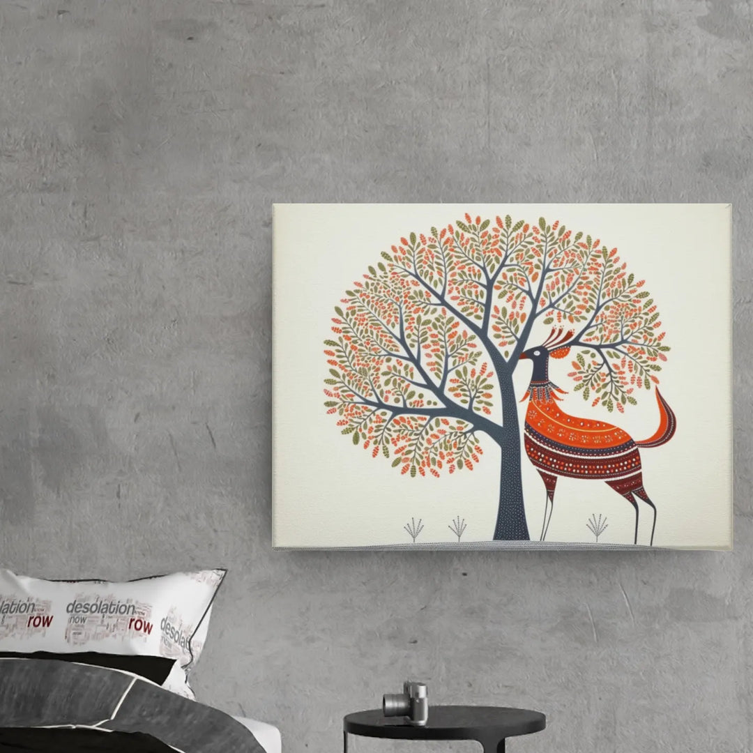 Deer | Gond Art | Traditional Indian Art | Digital Printed Canvas