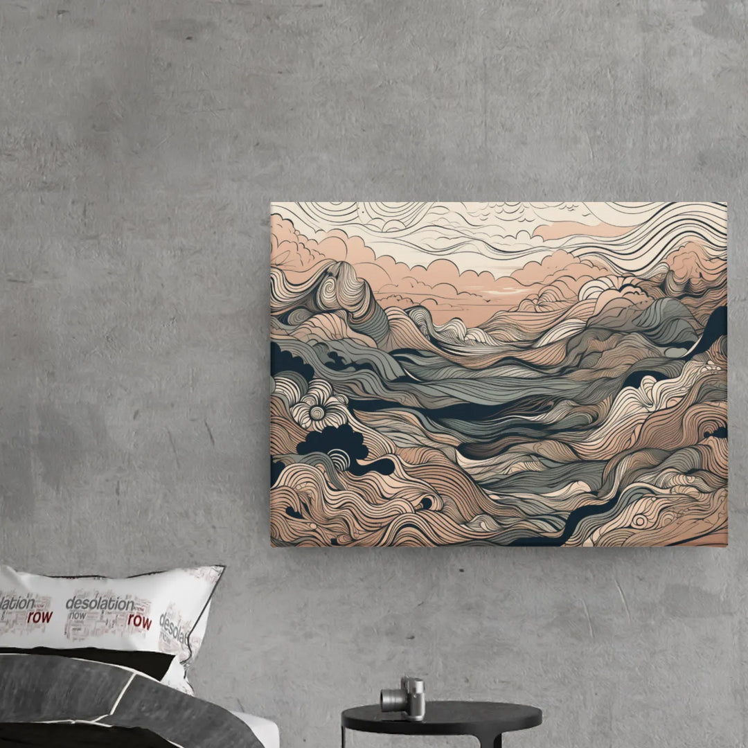 The Great Orient : Japanese Ocean Wave Art | Line Art | Digital Printed Canvas