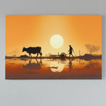 Load image into Gallery viewer, Sunset Bonds: Silhouette of a Farmer | Digital Printed Canvas
