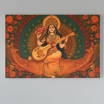 Load image into Gallery viewer, Goddess Saraswati | Retro Illustration | Digital Printed Canvas
