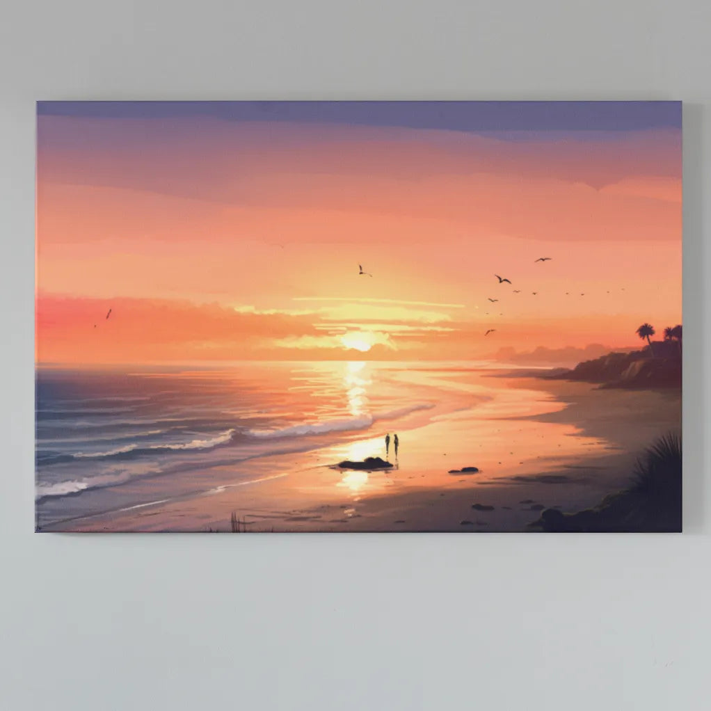Sea Shore Scenery | Revisiting Self | Minimalist Illustration | Digital Printed Canvas
