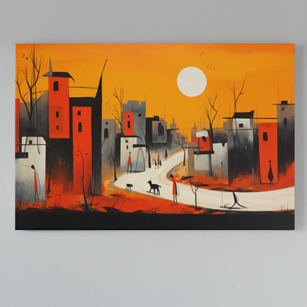 Urban Pulse: Modern Illustration of the City Road | Modern Illustration | Digital Printed Canvas