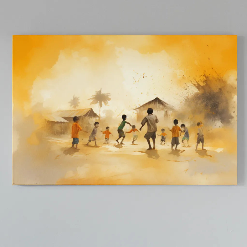 Kids Playing | Nostalgic | Abstract Art | Digital Printed Canvas