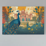 Load image into Gallery viewer, The Peering Peacock | Modern Vintage Illustration Fusion | Digital Printed Canvas
