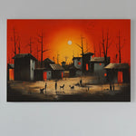 Load image into Gallery viewer, Crimson Horizon: A Rural Landscape Under the Red Sky | Modern Abstract | Digital Printed Canvas
