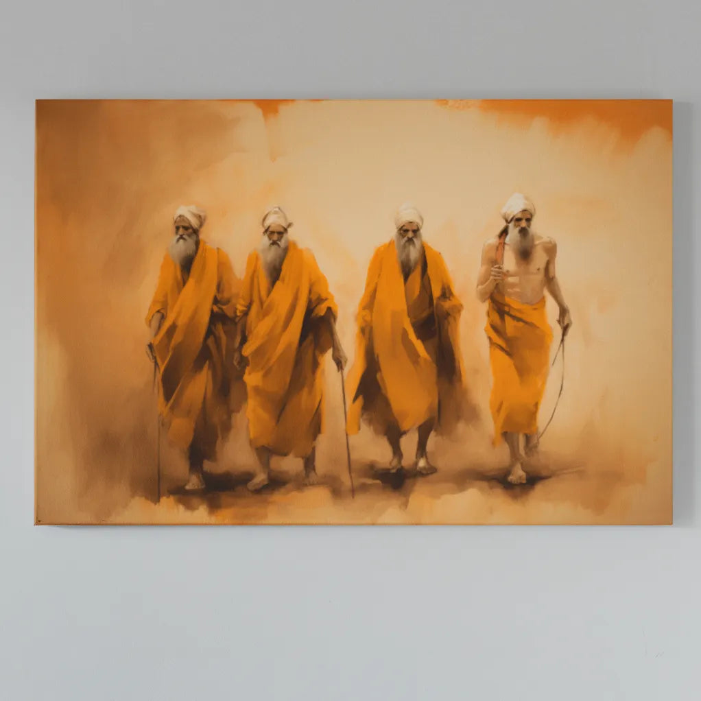 Indian Monks | Sadhus | Abstract Art | Digital Printed Canvas