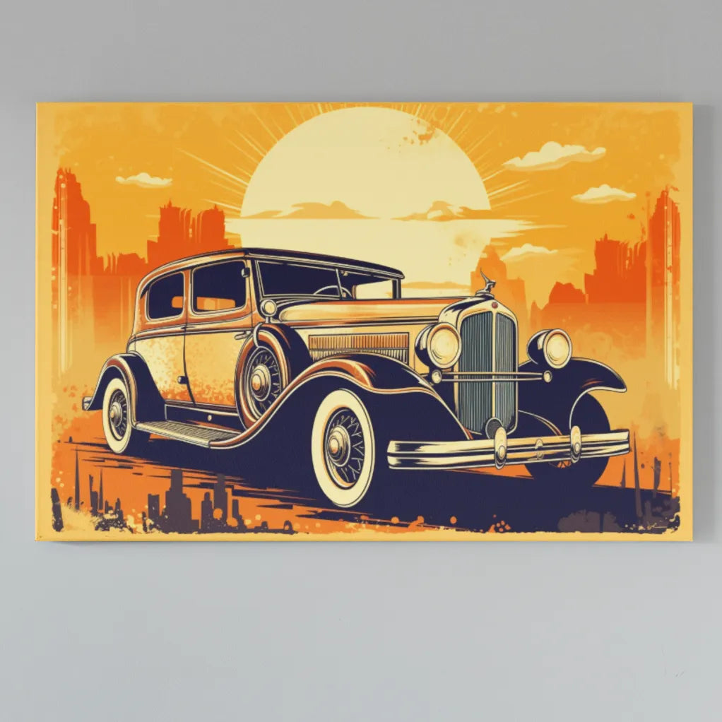 Rolls Royce | Retro Vintage Illustration | Digital Printed Canvas