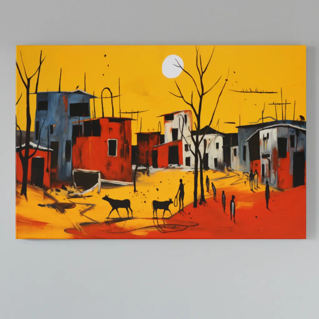 Resilience Unveiled: Artistic Reflections of Devastated Rural Landscape | Illustration | Digital Printed Canvas