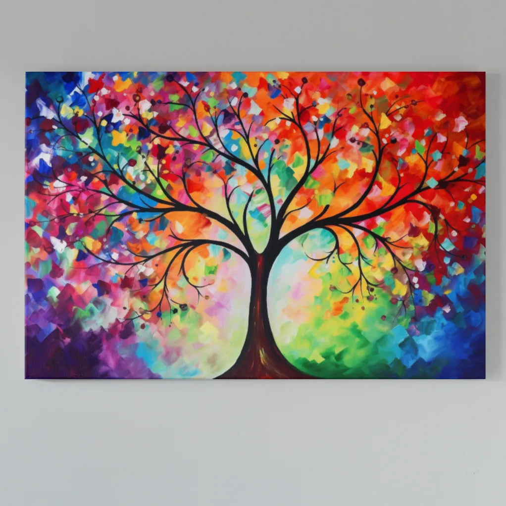 Spectral Symphony : Tree | Abstract Art | Digital Printed Canvas