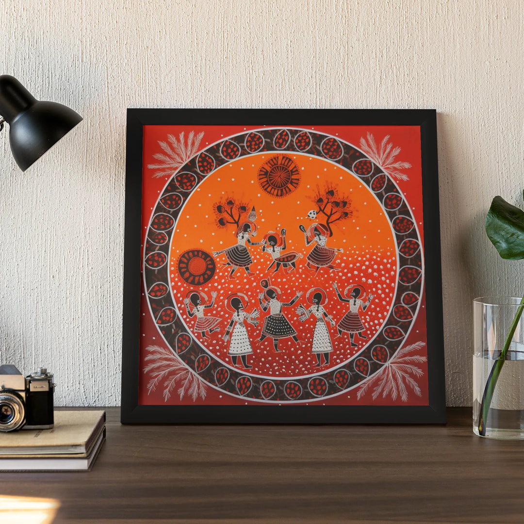 Wonders of Childhood | Warli Art | Traditional Indian Art | Acrylic Touch | Digital Printed Canvas