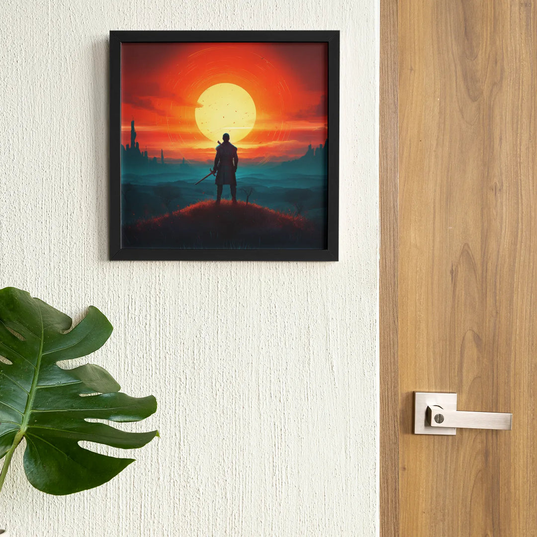 Rising Star | Sunrise | Minimalist Retro Illustration | Digital Printed Canvas