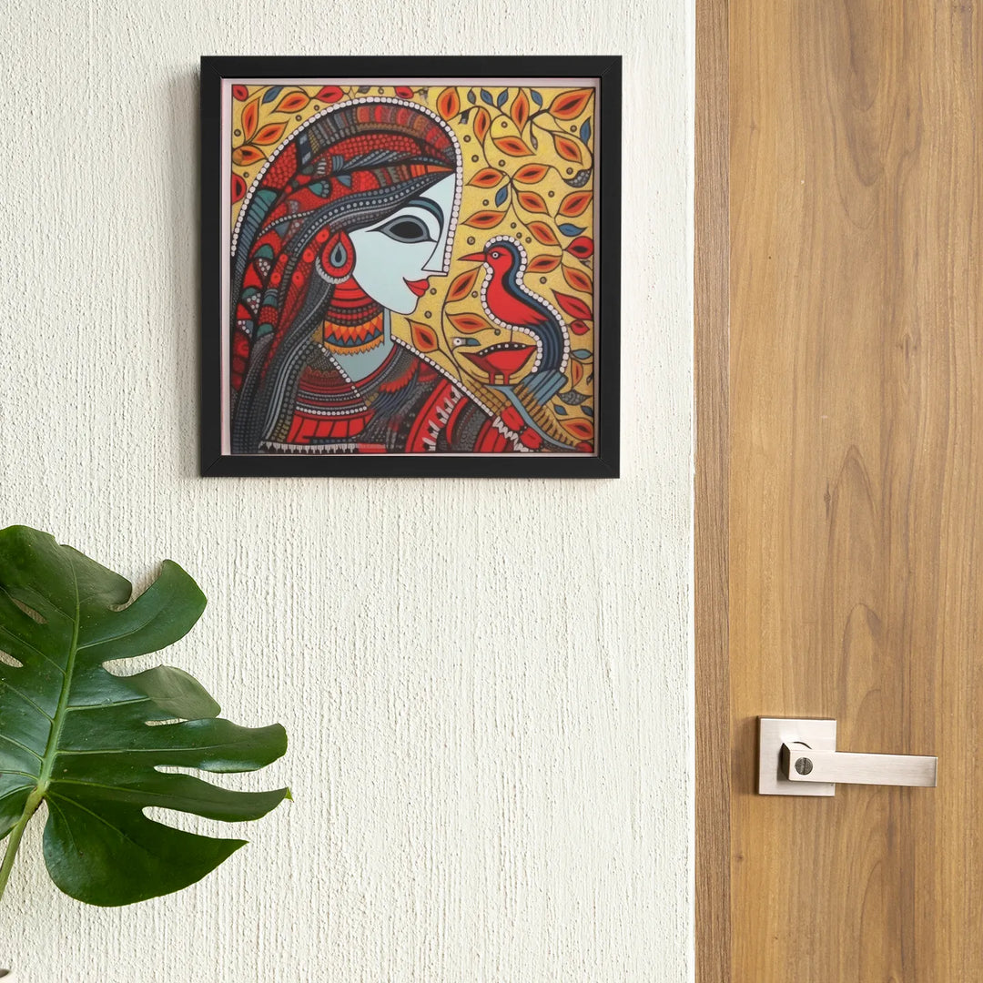 Beauty Adoring Beauty | Modern X Madhubani Art | Traditional Art | Digital Printed Canvas