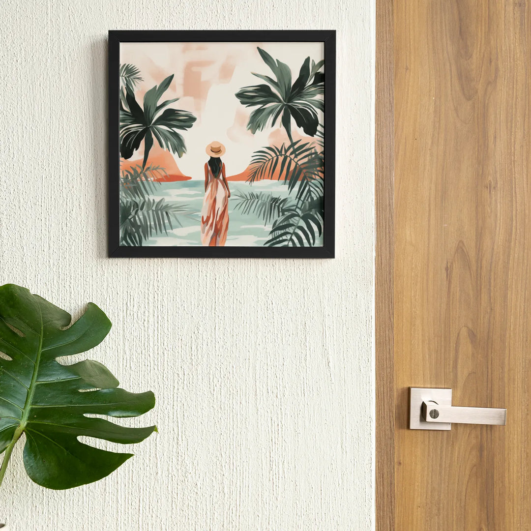 Tropical Tranquility: Minimalist Boho Bliss in Nature's Palette | Digital Printed Canvas