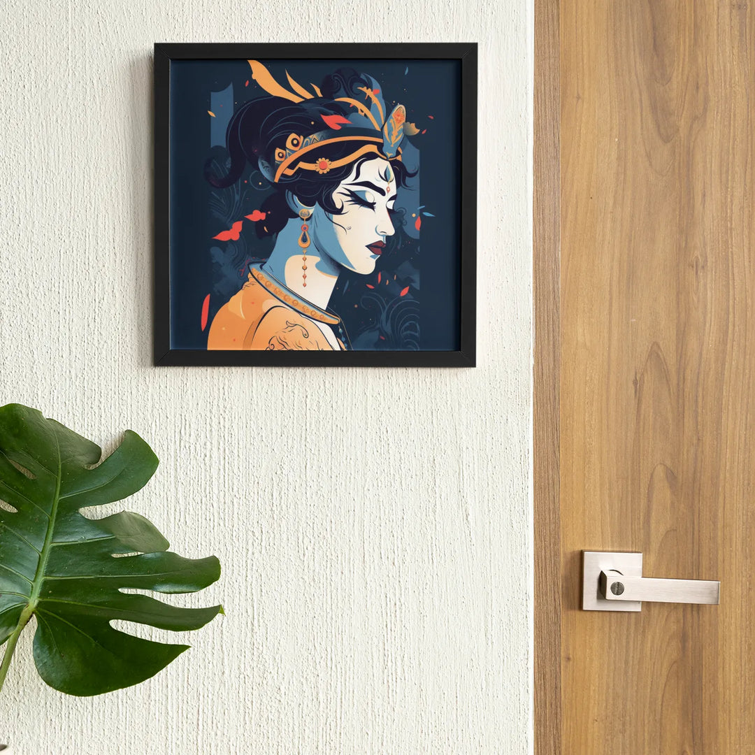 Lord Krishna | Modern Minimalist Illustration | Digital Printed Canvas