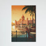 Load image into Gallery viewer, Timeless Majesty: Fort from the Cozy Charm of an Old Cafe, Lake Sunset Unveiled | 1990s Charm | Digital Printed Canvas
