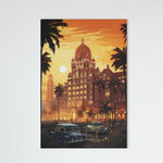 Load image into Gallery viewer, Nostalgic Elegance: Taj Hotel View with Vintage Cars | Vintage Illustration | Digital Printed Canvas
