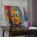 Load image into Gallery viewer, Lord Buddha | Enlightened Serenity | Radiant &amp; Contemporary | Abstract Art | Digital Printed Canvas
