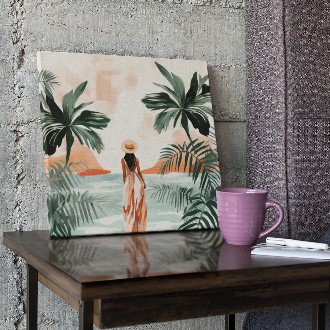 Tropical Tranquility: Minimalist Boho Bliss in Nature's Palette | Digital Printed Canvas