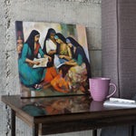 Load image into Gallery viewer, Painting In Style Of Amrita Sher Gill | Beautiful Illustration | Group Study | Digital Printed Canvas
