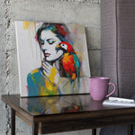 Load image into Gallery viewer, Abstract Encounter of the Lady and Parrot | Contemporary | Digital Printed Canvas
