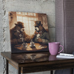 Load image into Gallery viewer, Bear Sitting In Cafeteria  | Retro Illustration | Digital Printed Canvas
