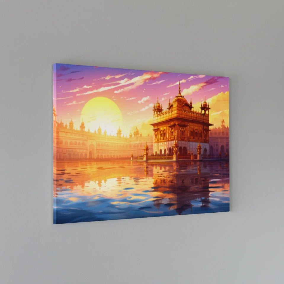 Gilded Sanctity: The Iconic Golden Temple | Amritsar's Jewel | Modern Illustration | Digital Printed Canvas