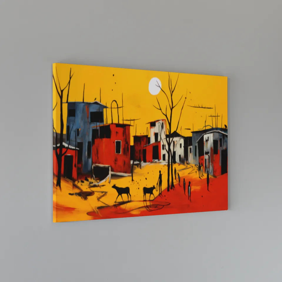 Resilience Unveiled: Artistic Reflections of Devastated Rural Landscape | Illustration | Digital Printed Canvas