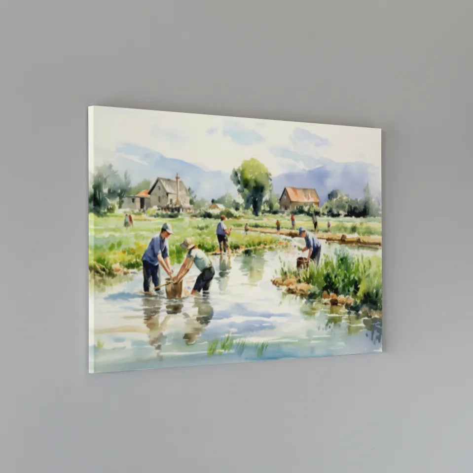 Rural Rhapsody: Abstract Harmony on the Village Farm | Digital Printed Canvas