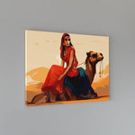 Load image into Gallery viewer, Rajasthani Girl On Camel | Vintage Retro Illustration | Digital Printed Canvas
