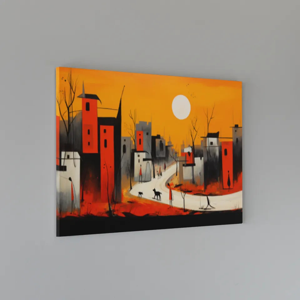 Urban Pulse: Modern Illustration of the City Road | Modern Illustration | Digital Printed Canvas