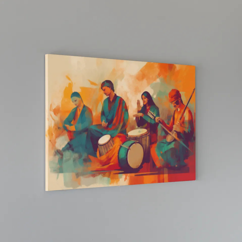 Indian Musician Band | Abstract Masterpiece | Digital Printed Canvas