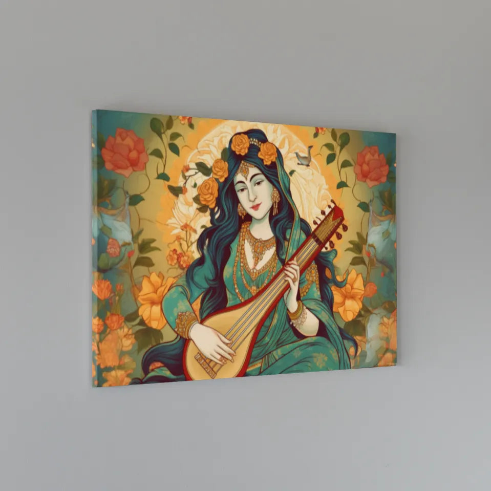 Goddess Saraswati | Minimalist Illustration | Digital Printed Canvas