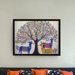 Load image into Gallery viewer, Herd of Deer | Gond Art | Traditional Tribal Art | Digital Printed Canvas
